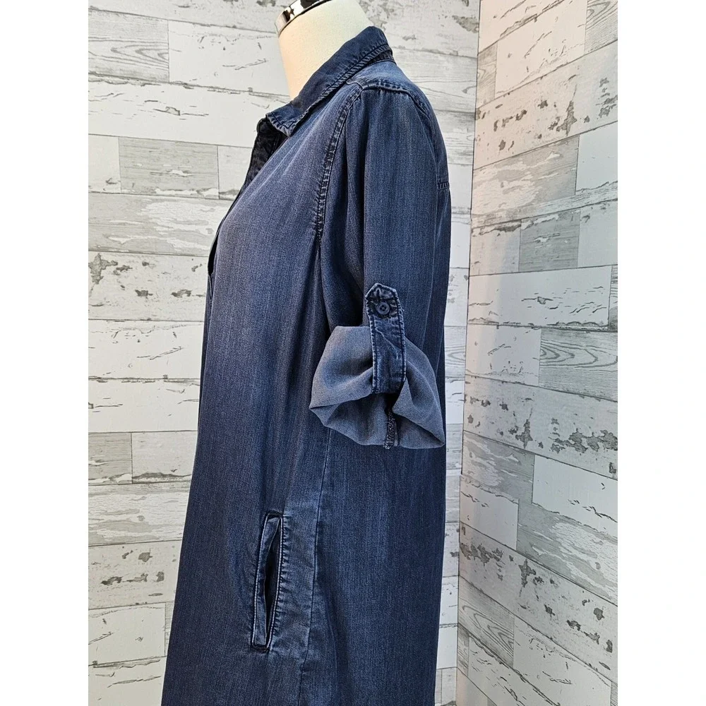 Cloth & Stone Chambray Shirt Dress Medium Long Sleeves Pockets